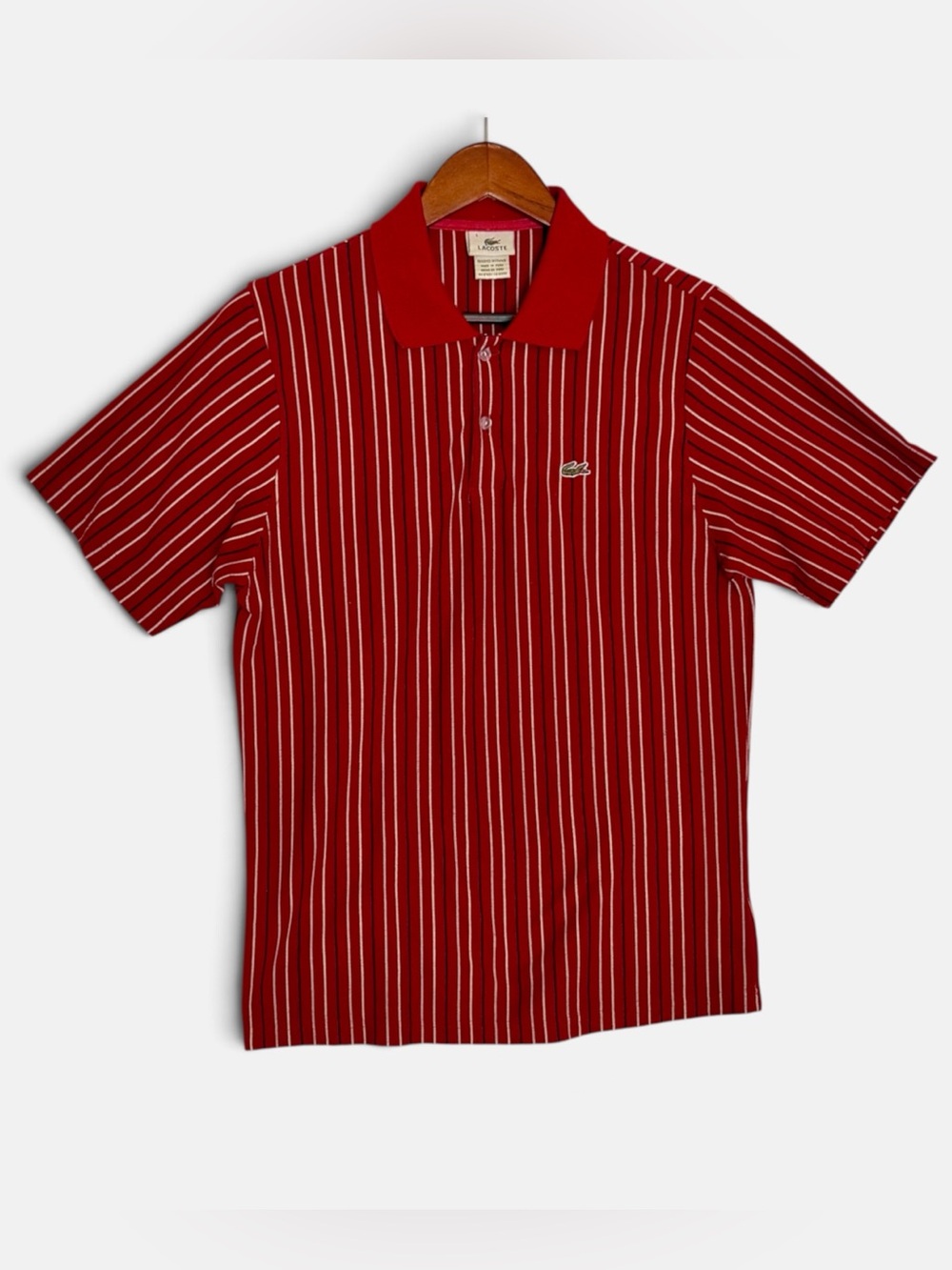 Lacoste Men’s Red Striped Lightweight Polo Shirt Size L preppy old money top